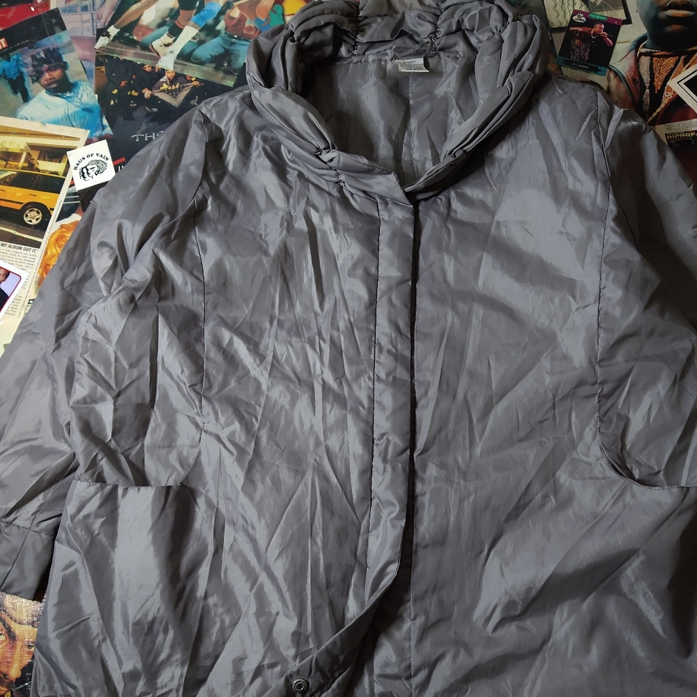 Vintage Silver Winter Puffer Jacket Long Parka Gray Designer oversized XXL - Picture 1 of 5